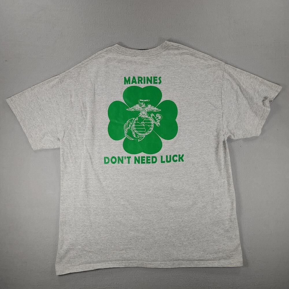 Vintage USMC Shirt Mens XL Marine Corps "Marines Dont Need Luck"